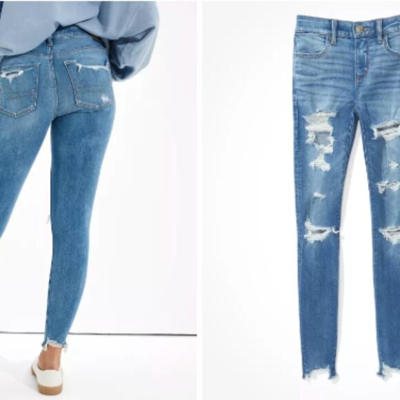 NWT! NEW! American Eagles Outfitter Distressed Blue Jeans Size 10, 12, 14 Only - Picture 3 of 7